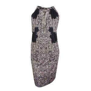 INC International Concepts Black Whi Halter Dress